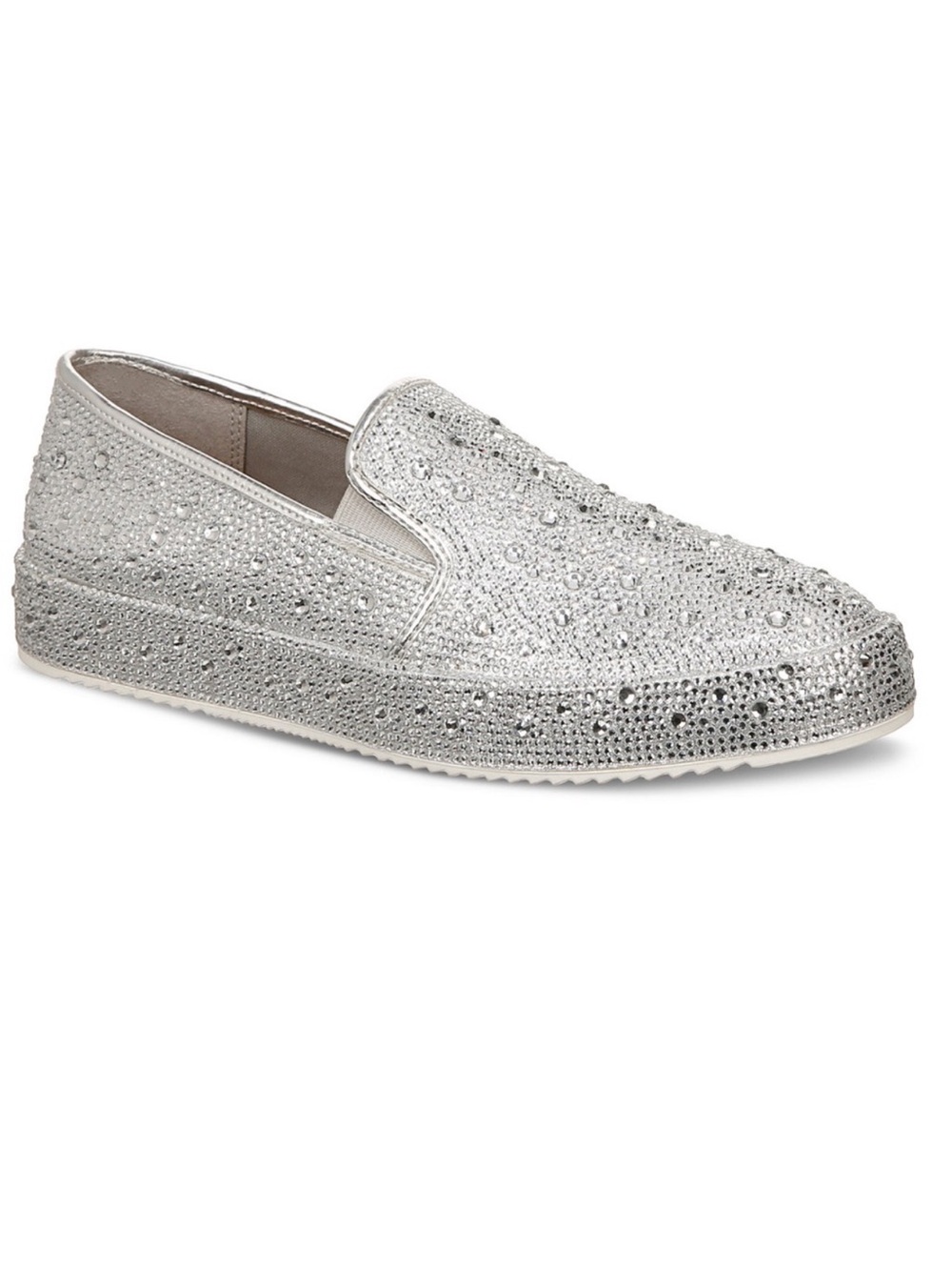 INC International Concepts Lennaf Silver Crystal Embellished Slip-On Sneakers